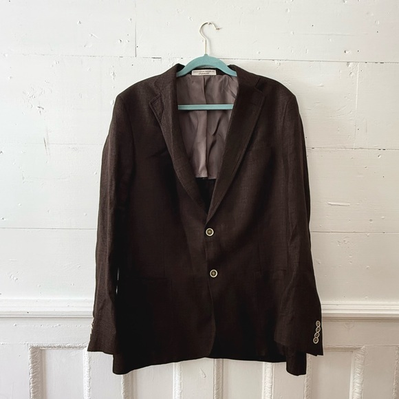 Hardwick brown suit jacket blazer linen- wool size 44 long